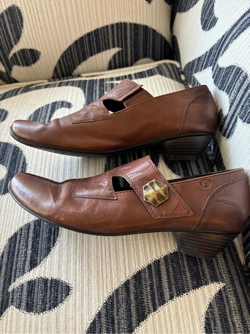 Josef Seibel Brown Leather Women's Wedge Cutout Shoes - Picture 5 of 6